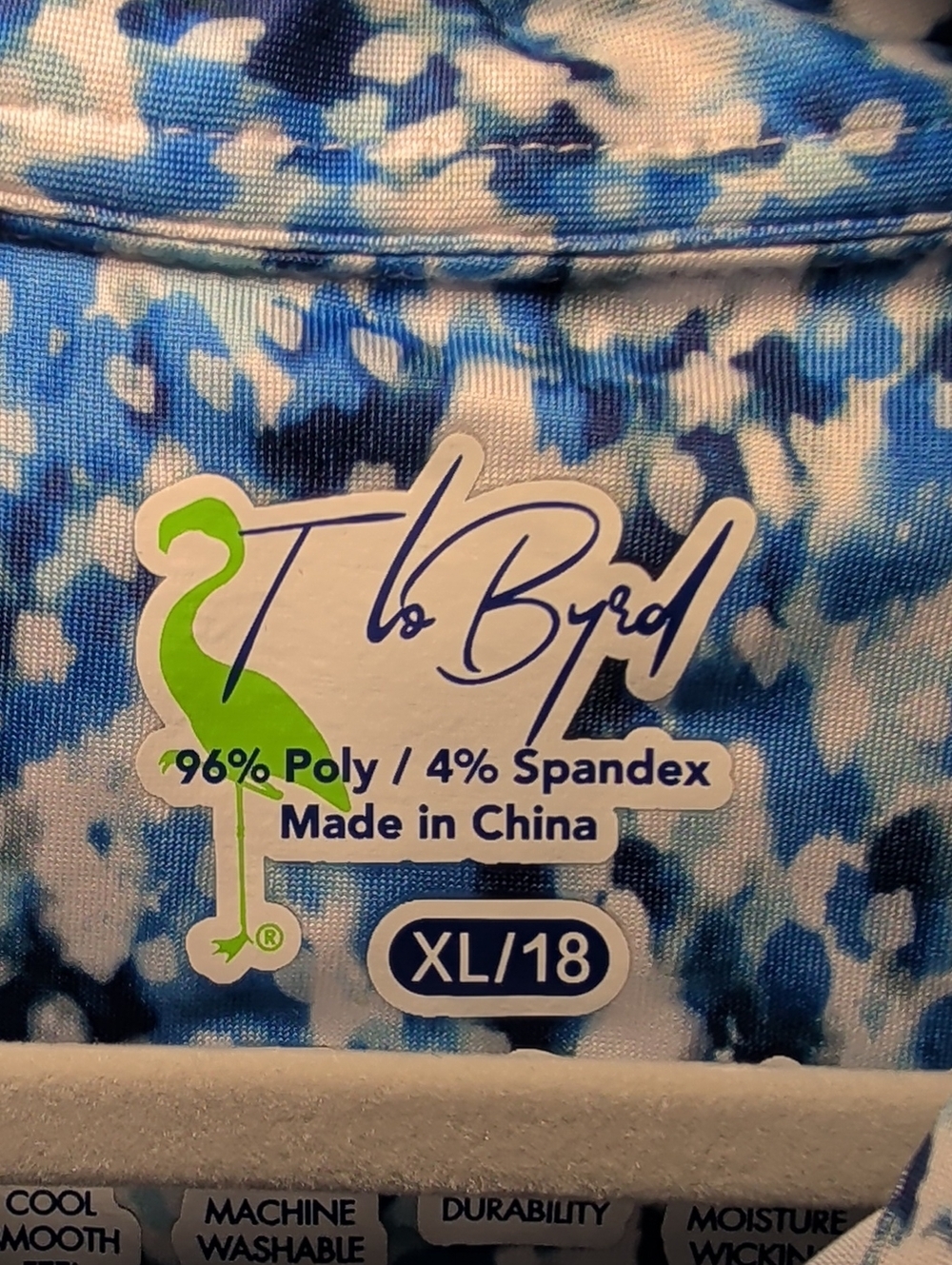 Tailorbyrd Performance Polo Shirt Blue + White Preppy Boys Size XL 18 - Picture 2 of 5